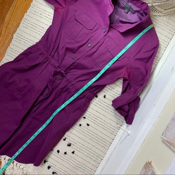 Lafayette 148 Purple Shirt Dress Linen Blend Dress - Picture 6 of 9
